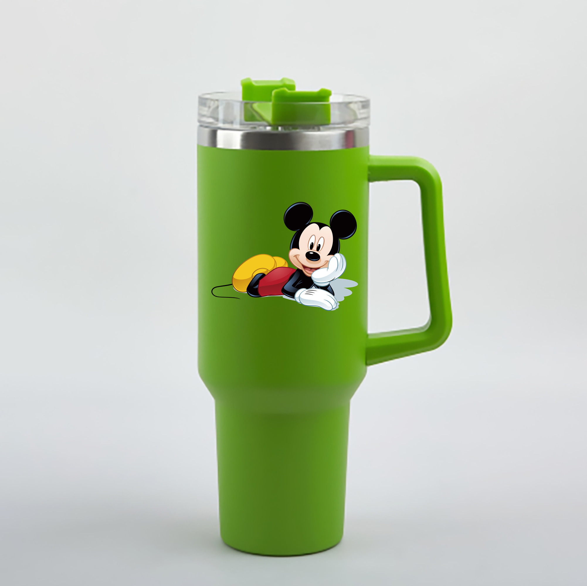 （画像用） ミッキーマウス Mickey Mouse 1200mL車用タンブラー - クリスタルステッカー（プラスチックストロー付き）